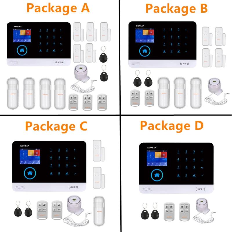 KONLEN Голосовая Wi-Fi GSM SIM домашняя охранная сигнализация RFID lcd сенсорная Беспроводная SMS вызов приложение оповещение Android IOS дом умный
