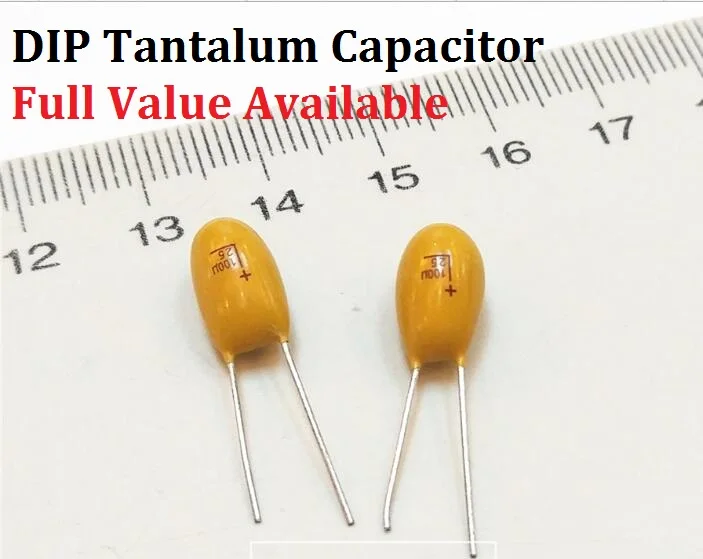 DIP Tantalum Capacitor 20V 25V 1/2.2/3.3/4.7/6.8/10/15/22/33/47/68/100 uF