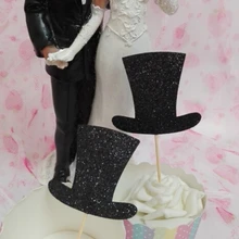 Блестящие черные шляпы кекс Toppers Для девичника на день рождения лечения пищевые зубочистки Свадебные украшения на заказ цвета