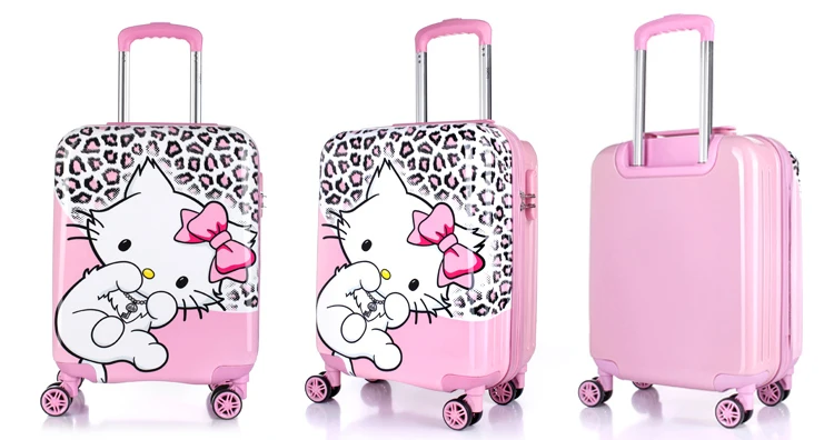 1" 19" 2" дюймов, чемодан, розовая панда, чемодан на колёсиках, вращающиеся колеса, детский Дорожный чемодан на колесиках, милая детская сумочка, подарок для девочек
