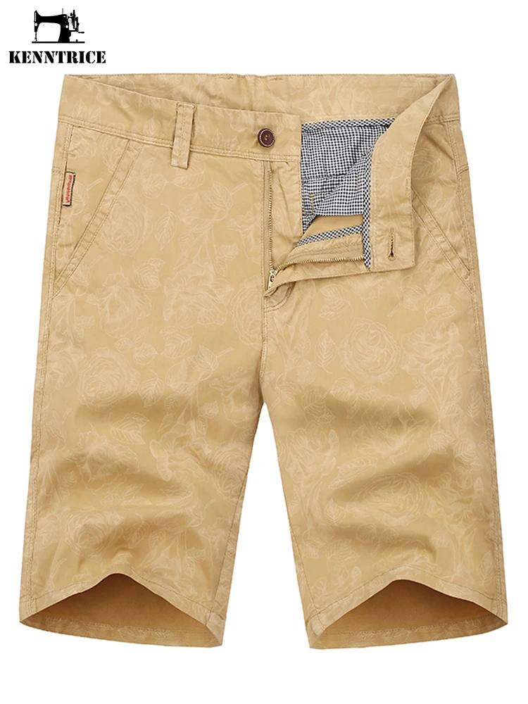 KENNTRICE Summer Cargo Shorts Men Knee Length Business Printing Flowers Cotton High Quality Spring | Мужская одежда