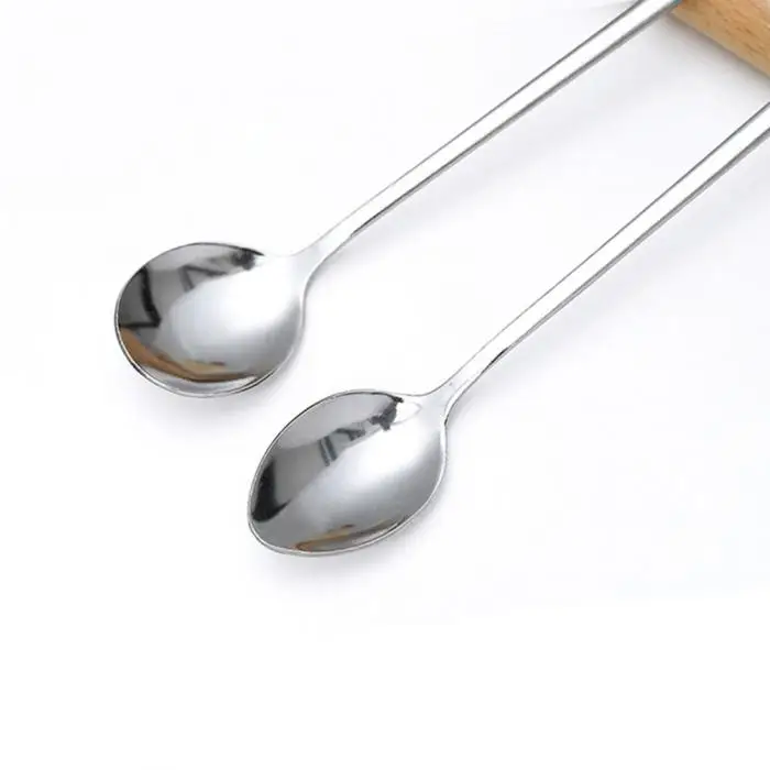 Милая ложка с длинной ручкой из нержавеющей стали чайные ложки креативные для мороженого кофе суп, чай, коктейль XH8Z NO08