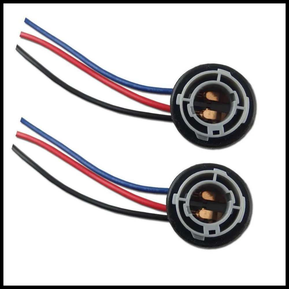 Rockeybright 2pc car BAY15D 1157 LED brake light bulb socket harness