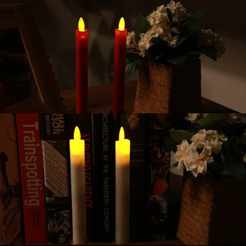 

NEW10"Pair Of Flameless LED Sticks Candle Yellow Flicker Swinging Candle Simulation Flame Flashing Wedding/Party/Festival Decor