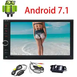 Беспроводная камера + Android 7,1 Восьмиядерный автомобильный стерео радио двойной Din автомобильный радиоприемник с Bluetooth Fastboot 7 "gps Sat Nav wifi