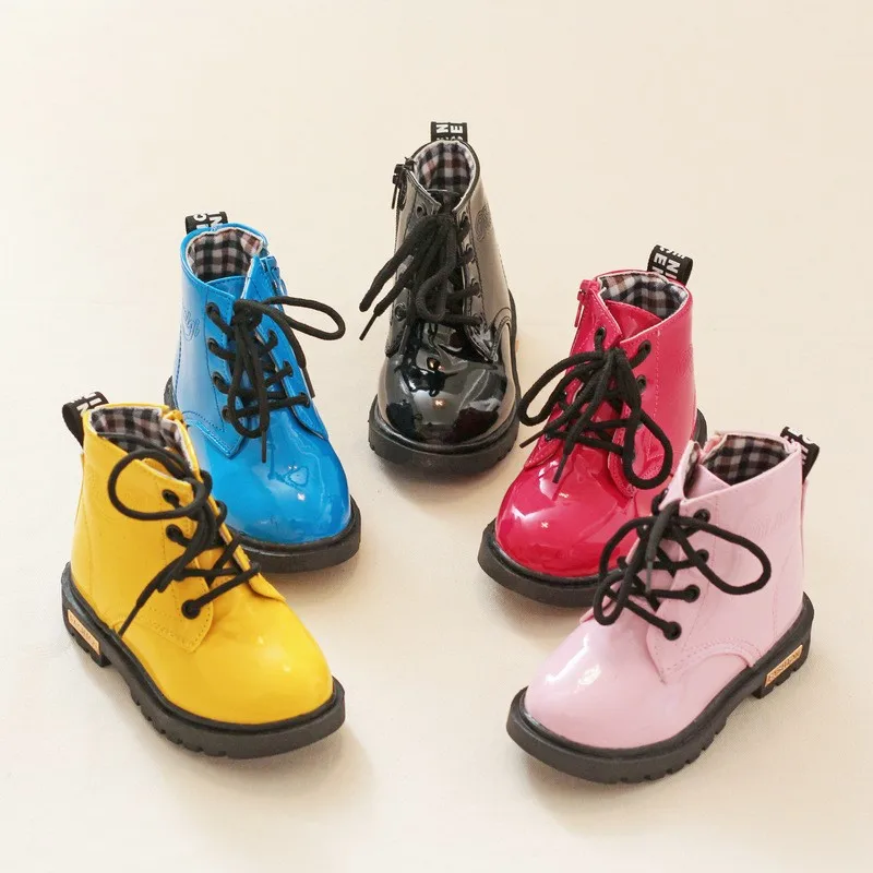 Зимняя детская обувь для мальчиков и девочек из искусственной кожи; водонепроницаемые ботинки martin; детские зимние ботинки; резиновые сапоги для мальчиков и девочек; модные кроссовки