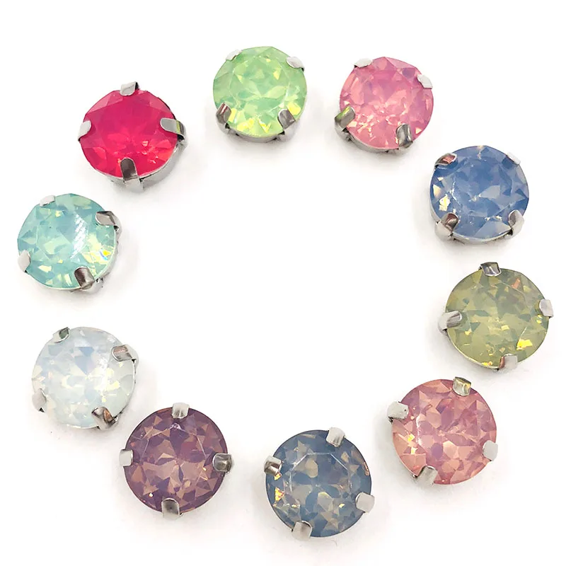 

10mm round shape resin sliver claw setting sew on flatback rhinestones for colthing Accessories 30pcs/bag