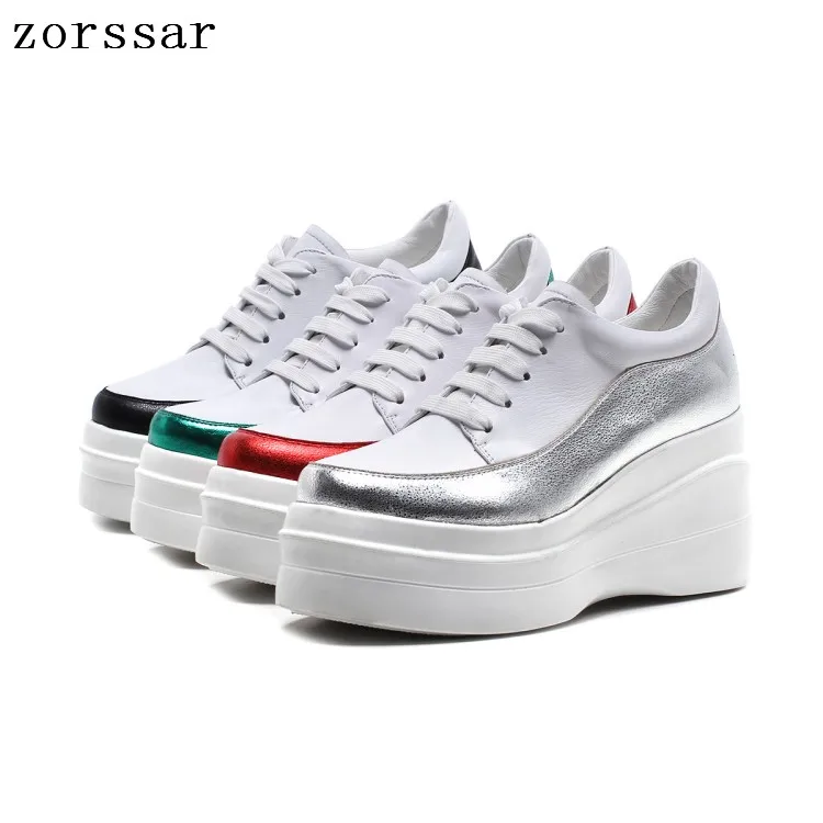 

2019 New Women's Flats shoes Genuine Leather Platform sneakers Woman Shoes Lace up Casual Female flat creepers Moccasins