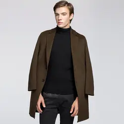 Для мужчин кашемировые пальто длинное шерстяное пальто Для мужчин's костюм воротник большой ярдов утолщение тонкий ветровка