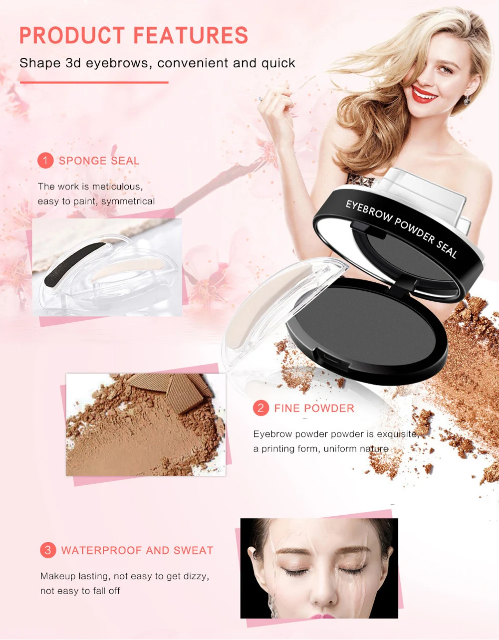3 Seconds Quick Makeup Brow Eyebrow Powder Stamp Waterproof Powder Palette for Perfect Eyebrows Eye Brow Tint Cosmetics cejas 2