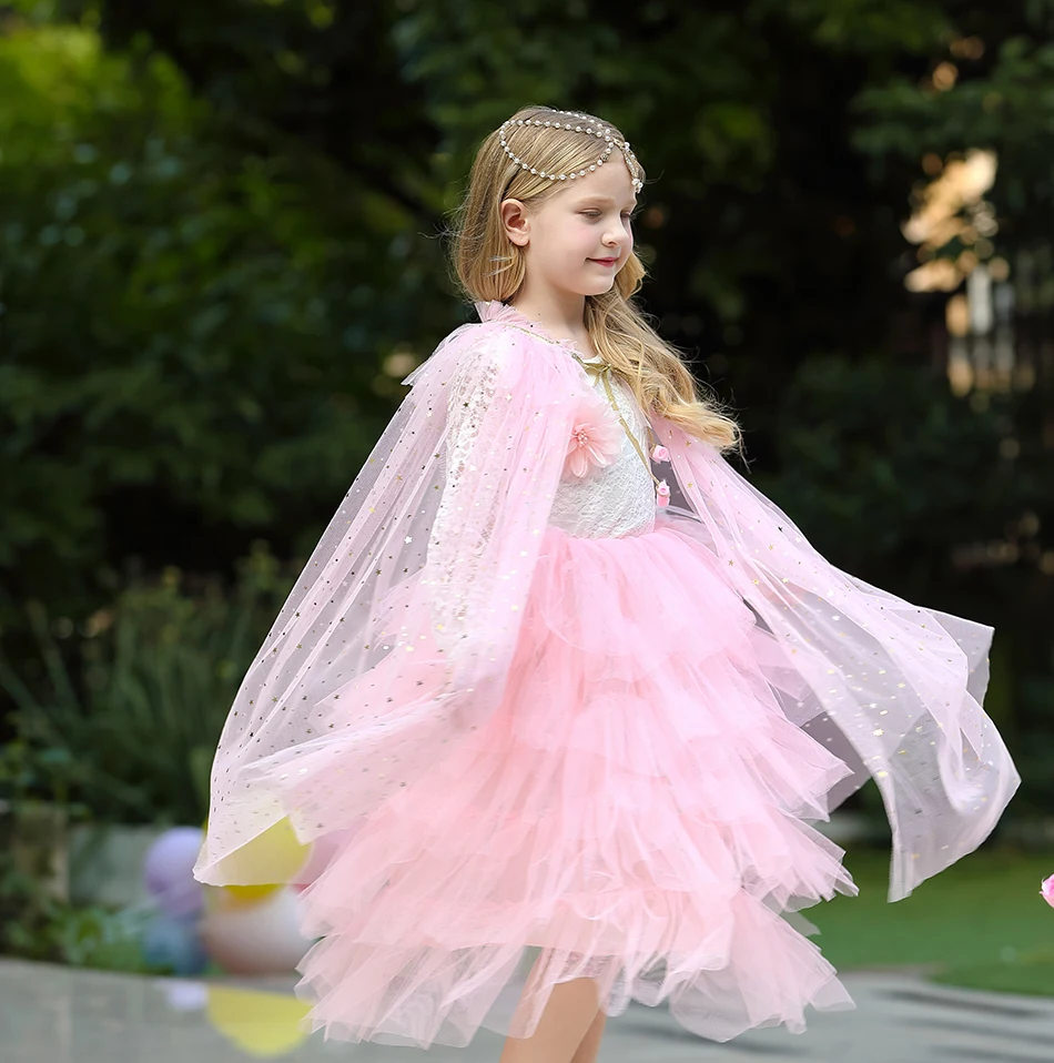 Расшитая накидка принцессы для девочек; нарядное платье; Разноцветные накидки; костюм на Хэллоуин; Детский карнавальный костюм принцессы с рисунком; палантин
