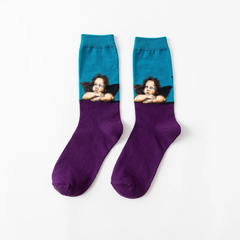 Горячая Прямая поставка осень зима ретро женские новые художественные Ван Гог Фреска всемирно известная серия масляной живописи женские носки забавные носки - Цвет: 6