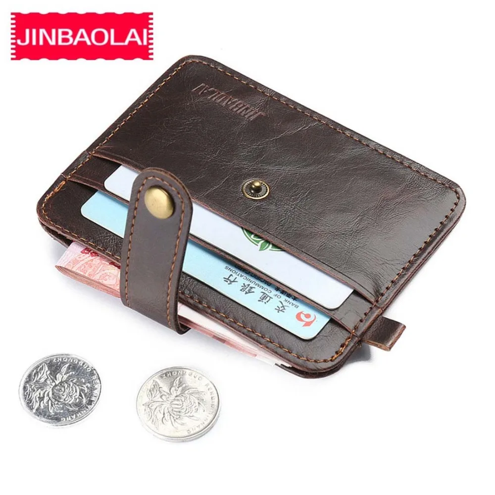 

JINBAOLAI Card Holder Men Wallets PU Leather Thin Passcard Holder Short Purses for Male Vintage High Quality Brand men's Wallets