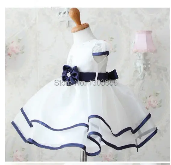

Xmas Baby Toddler Girls Princess Birthday Party dress Pure White Formal Gown Dress with Waistband dress