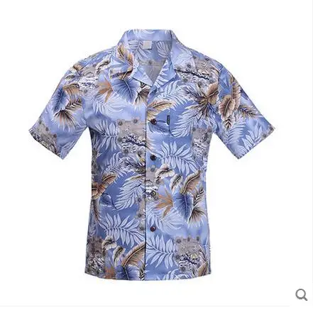 Лето 2019 г. мужская, с короткими рукавами хлопковые рубашки с принтом каникулы гавайская рубашка мужской свободные пляжная рубашка Топы