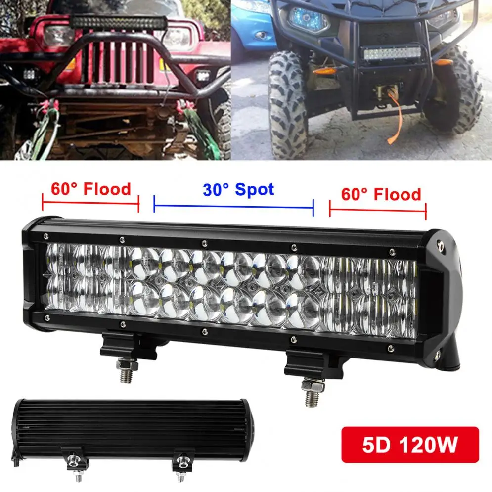 1 Piece 120W 12 Inch Led 5D Light Bar 12000Lm Car Work Lights