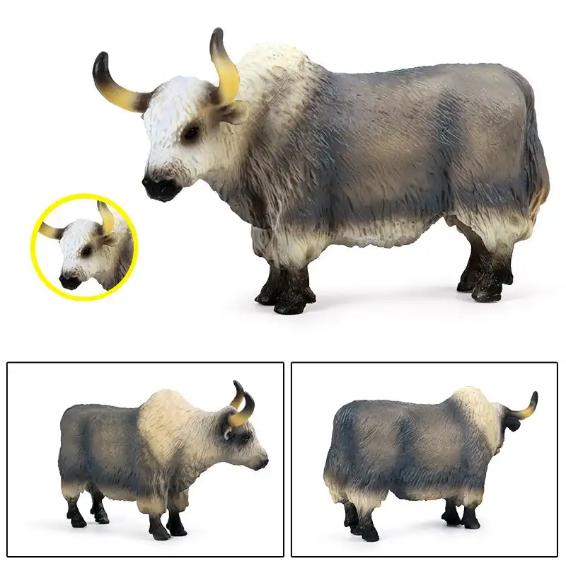 simulation wild animal model new black yak yak figurine model