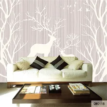 Пользовательские печати DIY Ткань и текстильные обои для стен бесшовные матовый шелк для Постельные принадлежности Гостиная олень лес Аннотация хороший