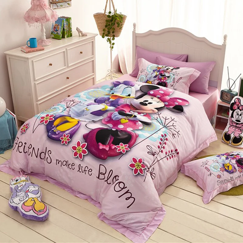  Disney Cartoon Minnie Mouse Donald Duck Goofy 100% cotton Bedding Sets for Childrens Bedroom Decor  - 32833639276