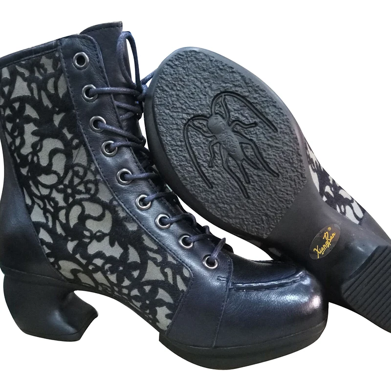 Xiangban/ботильоны из натуральной кожи на высоком каблуке для женщин; Роскошная Брендовая женская обувь со шнуровкой на необычном каблуке