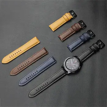 

For Samsung Gear S3 Frontier / Classic 22MM Universal Leather Watch Strap Wrist Band Replacement Wristband Smart Bracelet Belt