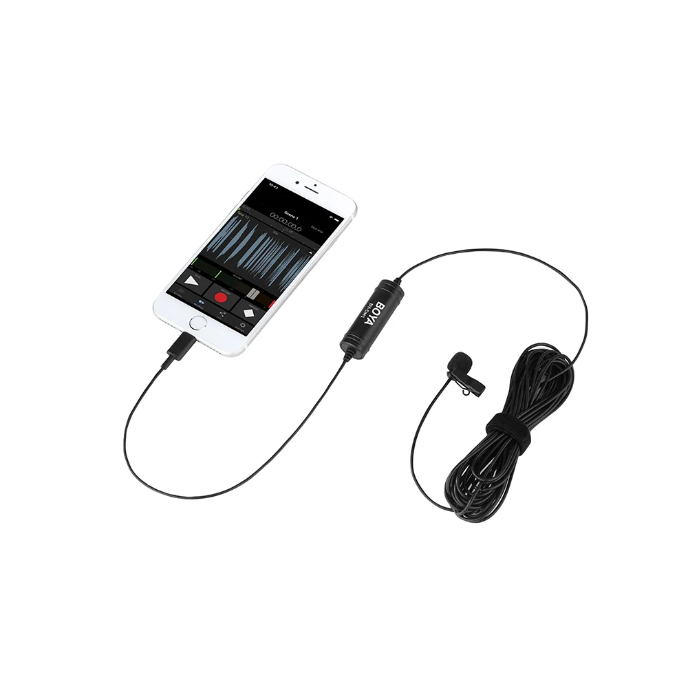 

BOYA BY-DM1 Pre-Polarized Condenser Microphone 6m Length Omnidirectional Digital Lavalier Microphone For IOS Device Clip-on Mic