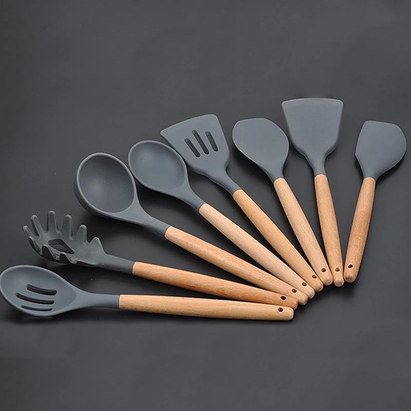 Buy Food Grade Silicone Wood Handle Cooking Utensils