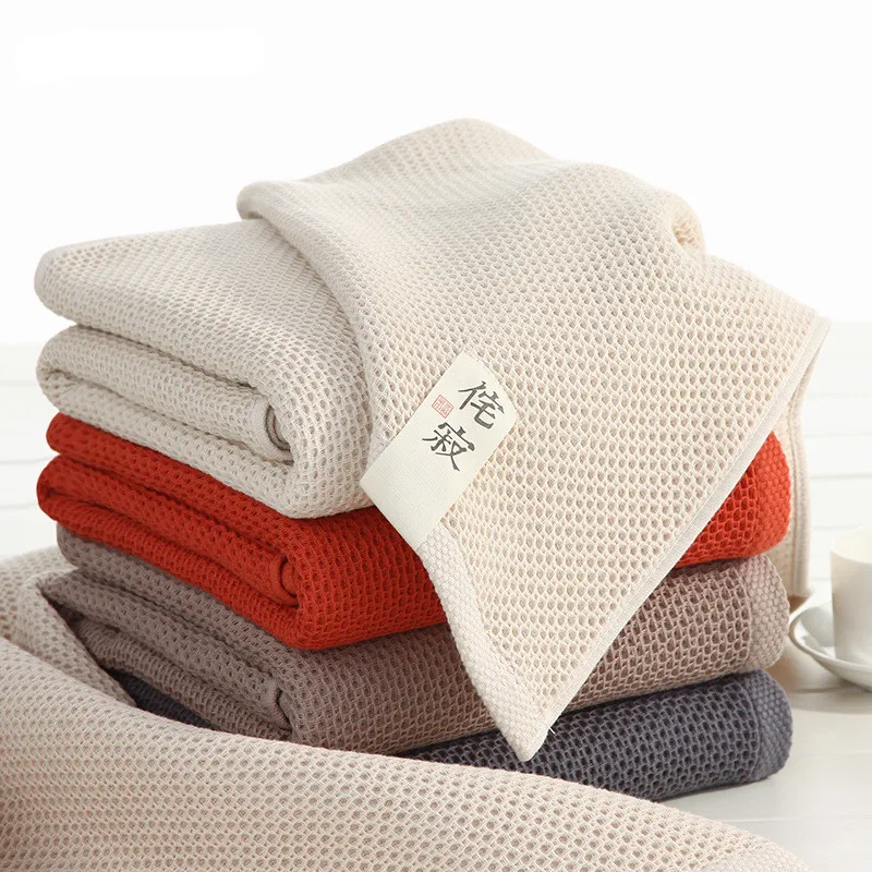 

70x140cm Elegant Absorbent 100% Cotton Bathroom Solid Plaid Travel Bath Towels Soft Comfortable Sport Waffle Towel