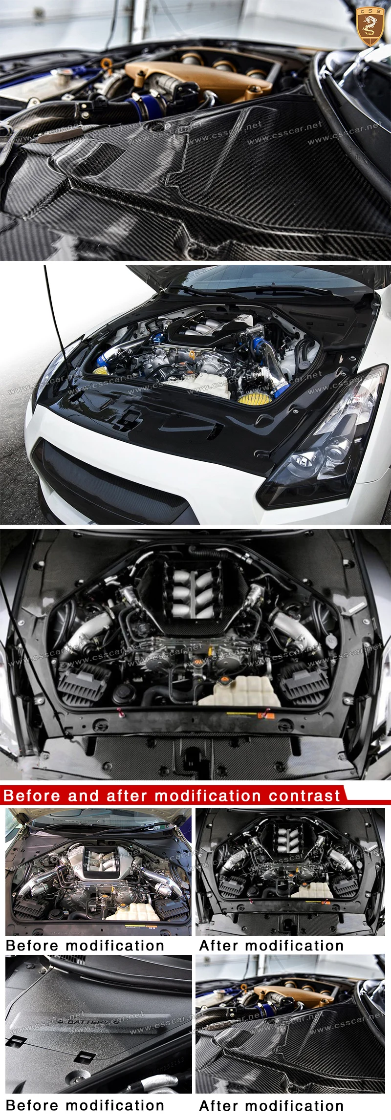 Карбоновый двигатель для салона R35, комплекты для кузова, карбоновые накладки для салона, аксессуары для модификации, Стайлинг автомобиля