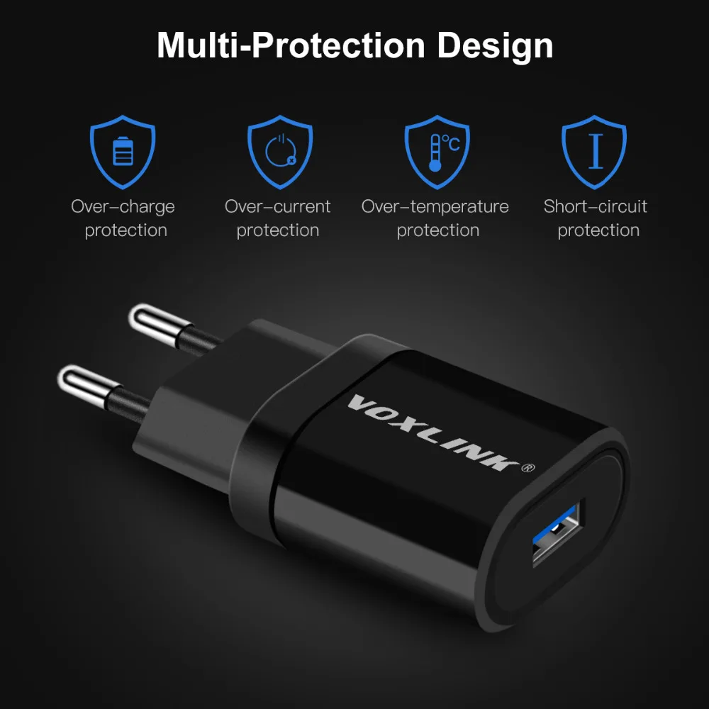 VOXLINK 5V 2.1A Dual USB универсальный Портативный дорожное настенное зарядное Зарядное устройство для iPhone X/8/7 Plus/6s плюс iPad Pro/Air samsung Galaxy Xiaomi