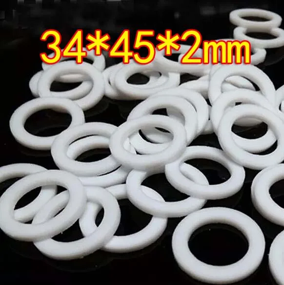 

100Pieces/Lot PTFE Teflon Washers Flange Gasket Ring (inner d:34mm d:45mm thickness:2mm)