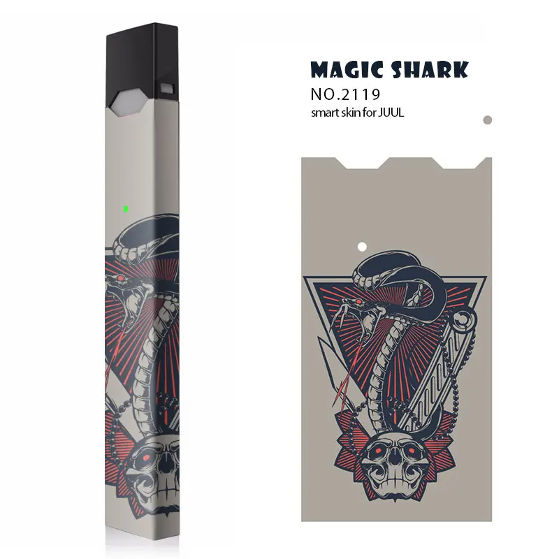 Magic Shark Лидер продаж череп 2.5D ухабистый ПВХ не выцветает чехол стикеры для Juul электронная сигарета