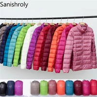 Sanishroly 2018 nowa jesienno-zimowa kobiety cienka biała kurtka puchowa Parka kobiet ultralekki żakiet krótkie topy Plus rozmiar S268 1