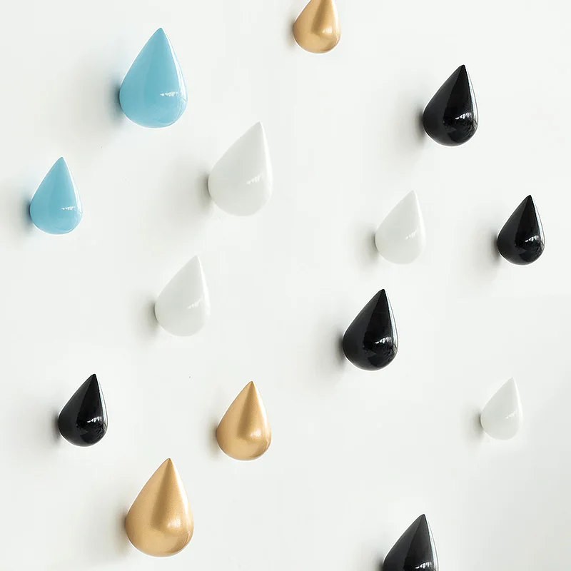 Creative hooks wood water drop decorative hook on the wall mural wood