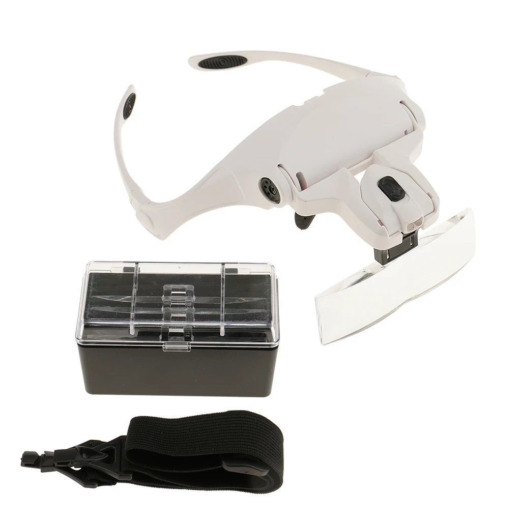 5 Lens Headband LED Lamp Head Light Jeweler Magnifier Handset Magnifying Glass Loupe Jewelry Tools
