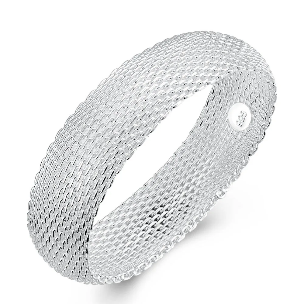 Free Shipping Open work Large closed net bracelet fashion round shape silver | Украшения и аксессуары
