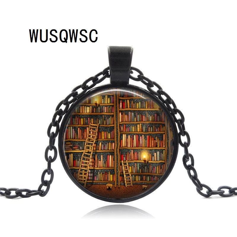 WUSQWSC مكتبة خزانة قلادة خمر نمط هدية للطلاب المعلم و مكتبة قلادة ، كتاب قديم