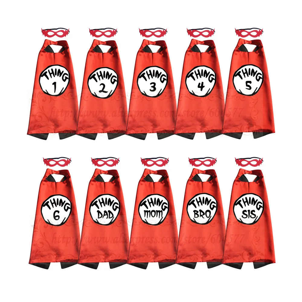 

Girls and Boys Thing 1 Thing 2 Costumes Cape with masks for kids birthday party Halloween Cosplay Gifts dress up