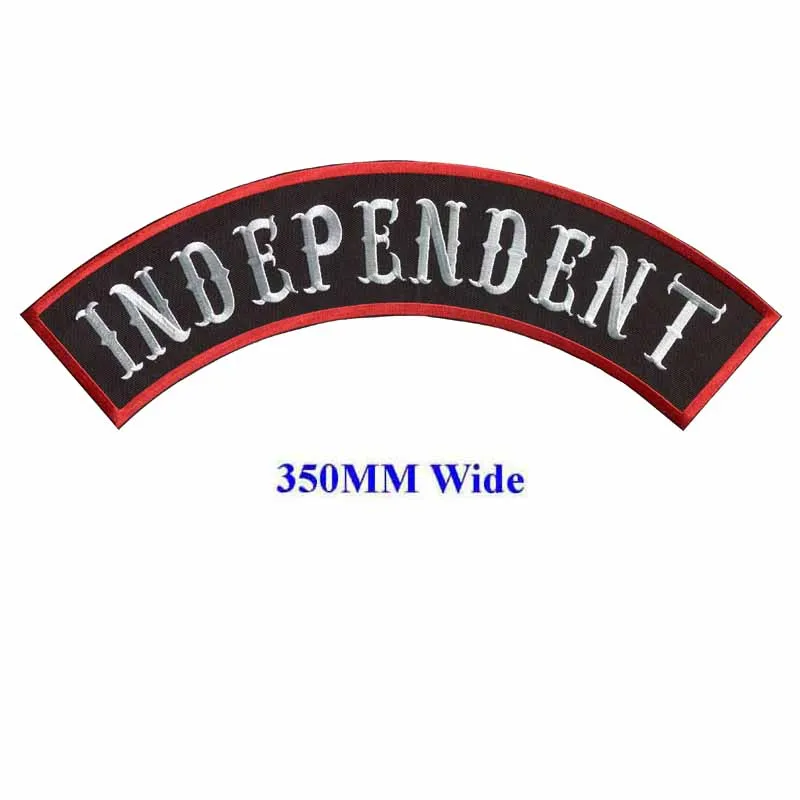 INDEPENDENT White on Black Top Rocker Iron on Patch for Biker Vest TR343 INDEPENDENT White on Black Top Rocker Iron on Patch for Biker Vest TR343