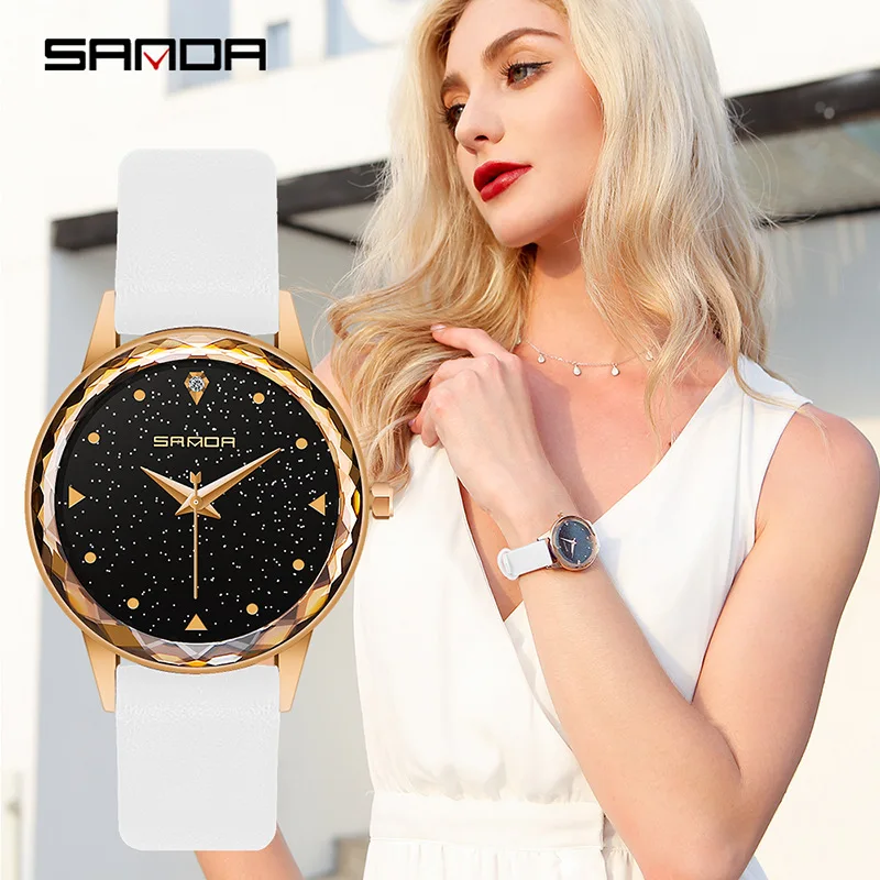 

New Rose Gold Watches Woman Quartz Watch Starry Female Watch Top Brand Luxury Ladies Clock Waterproof Dress Relogio Feminino Hot