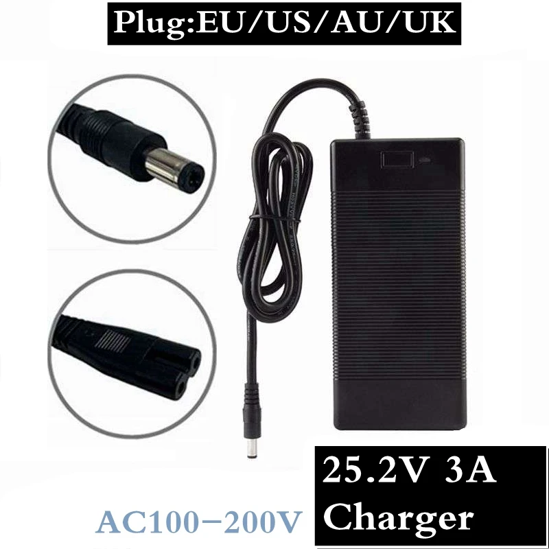 

25.2V 3A Li-ion Battery Charger for 6Series 21.6V 22.2V 14500 14650 17490 18500 18650 26500 Polymer lithium battery pack Charger