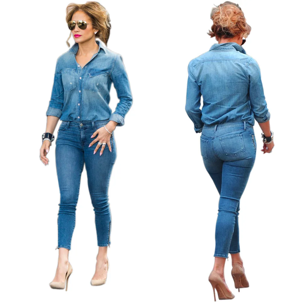 full sleeve denim jumpsuit