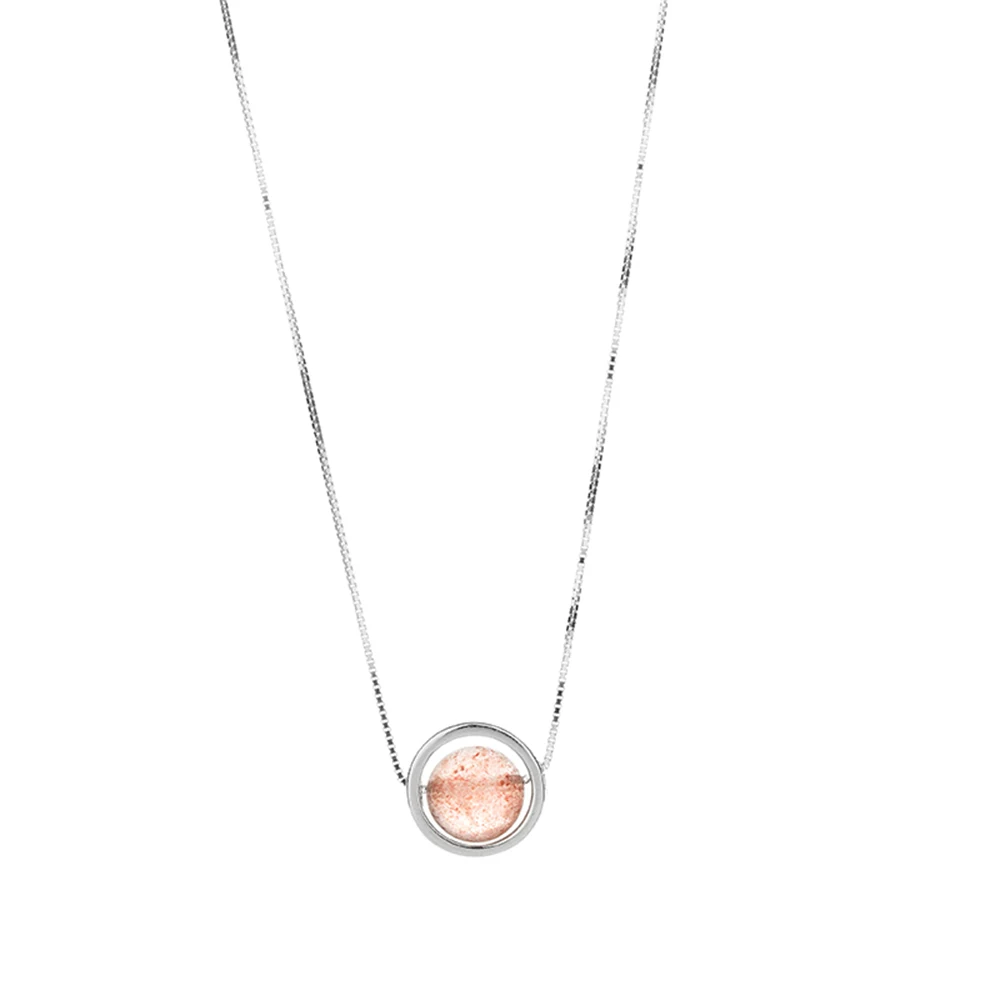 

Seven Candy 925 Sterling Silver Necklace For Women Jewelry Fashion Penda Necklace 2019 Strawberry Quartz Short Chain Mode Choker