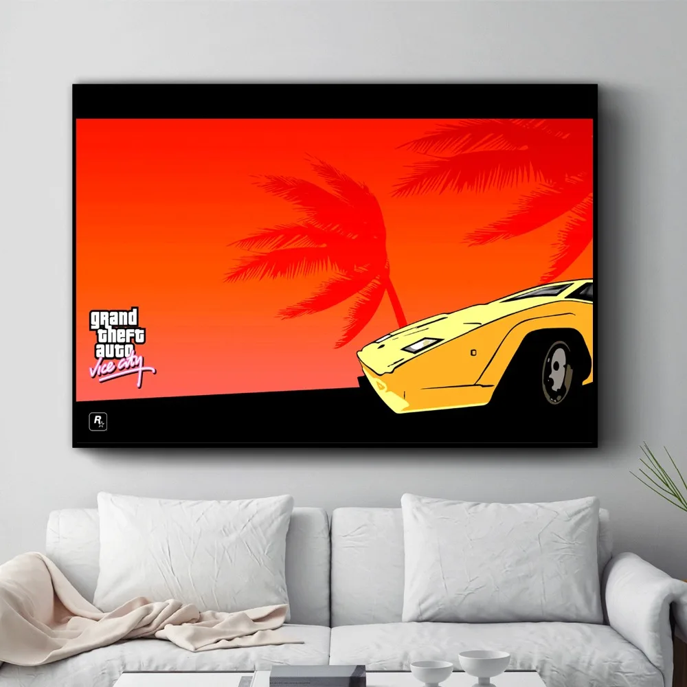 GTA Vice City Sunset пейзаж настенные картины постеры Художественная печать на холсте без