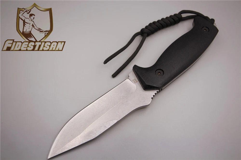 

small straight knife D2 steel 60HRC corrosion black K sheath outdoor survival camping wilderness equipment knife delicate firm