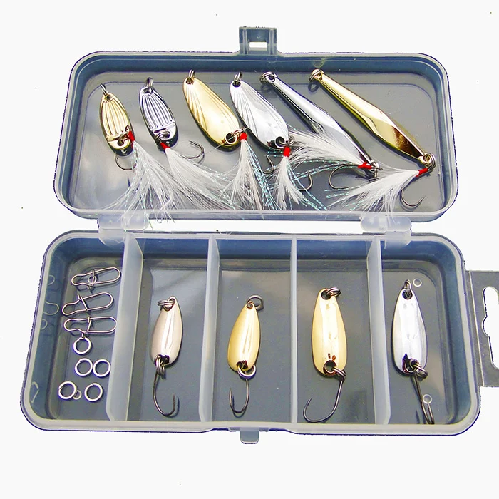 Super cheap cost effective metal spoon combo fishing spinner hard lure