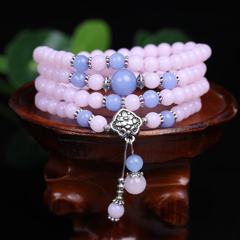 New Fashion 6mm Chalcedony Beads Tibetan Buddhist 108 Prayer Beads