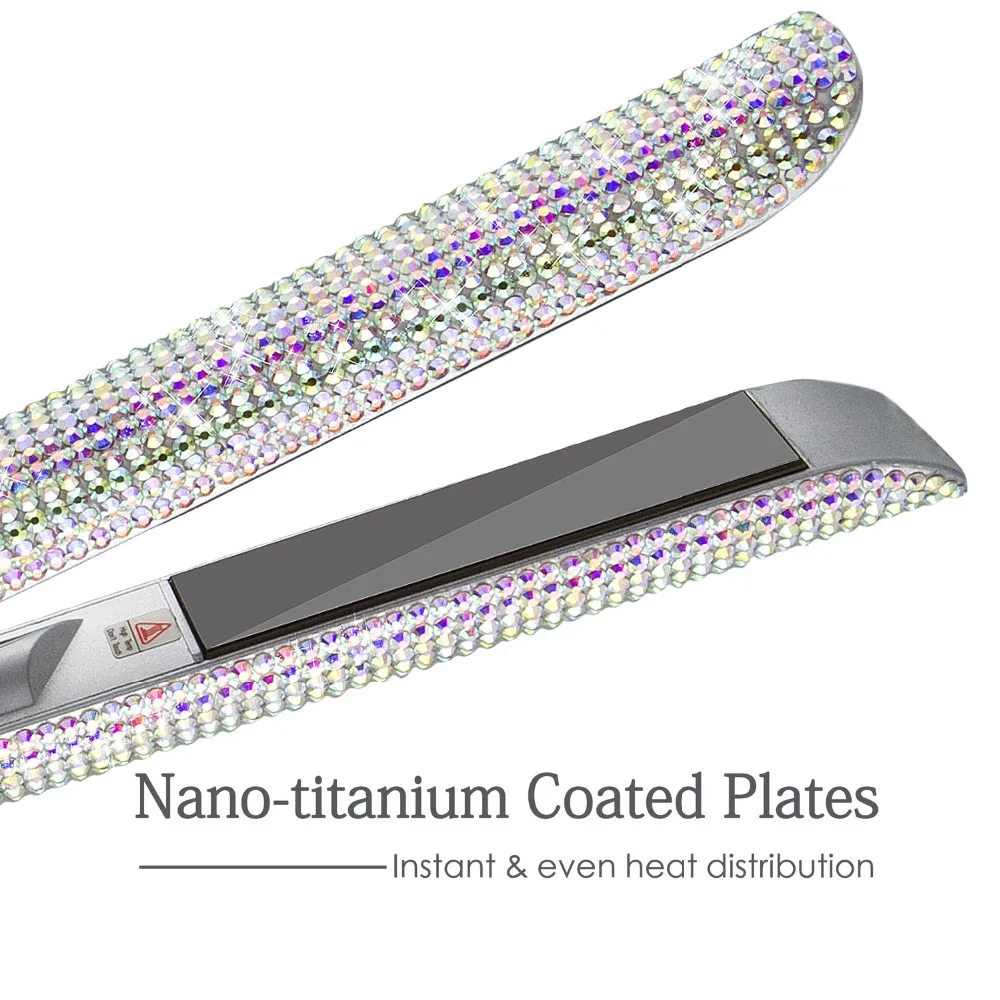 Madami Блестящий выпрямитель для волос, утюжок, ручная работа, кристалл, бриллиант, с ЖК-дисплеем, сверкающие стразы, титановая пластина, железо