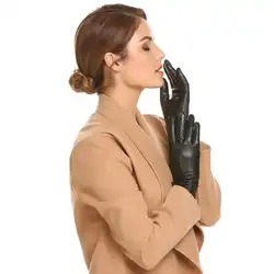 Теплые зимние держать сенсорный экран ветрозащитный кожа Осенние Теплые фиксированной и текстовых водительские перчатки 100% Для женщин