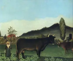 Высокое качество картины маслом холст репродукции пейзаж с коровы (1886) Анри Руссо живопись ручная роспись